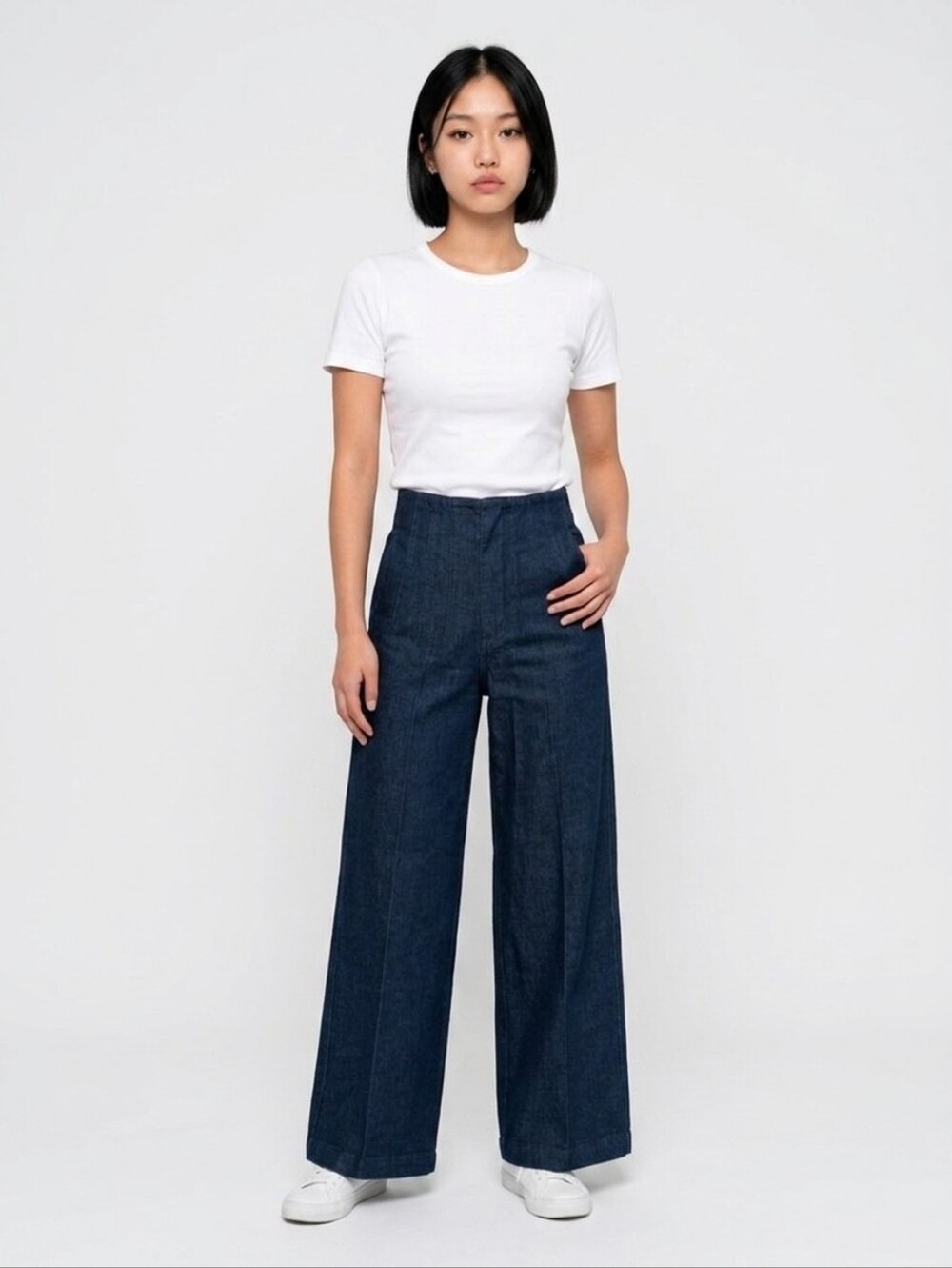 Forever 21 Contemporary High Seamed Waist Dark Blue Denim Jean Misses Size Small